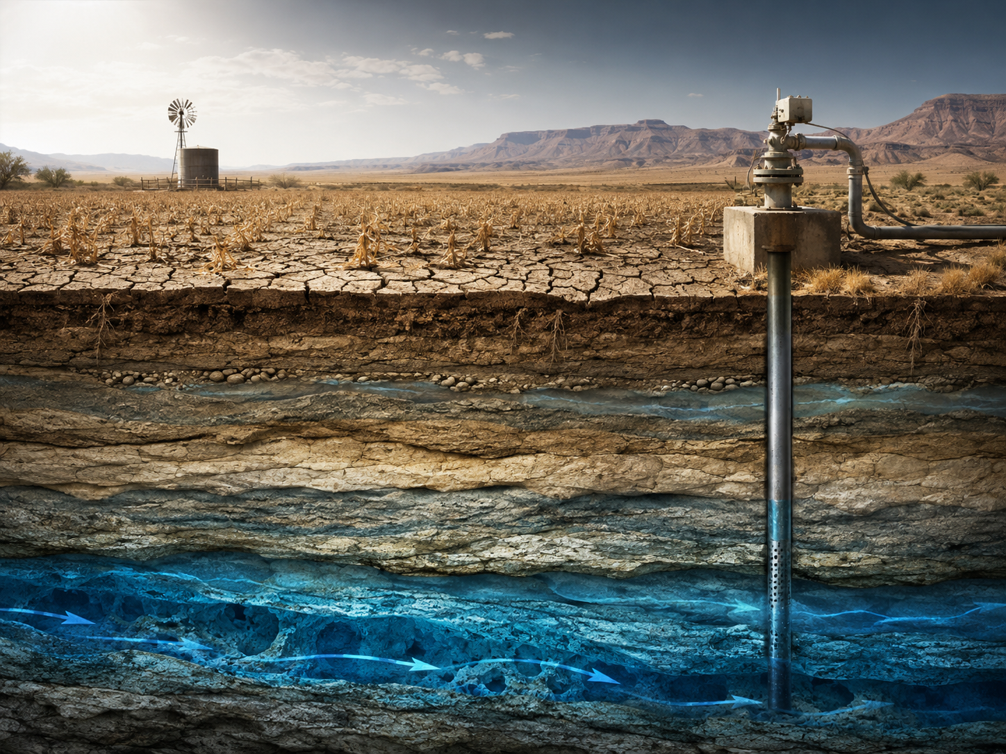 Drought and groundwater beneath arid land