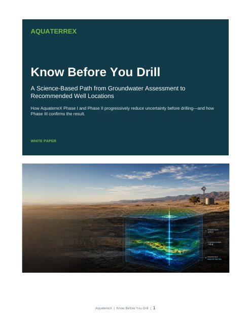 Cover of the AquaterreX white paper Know Before You Drill