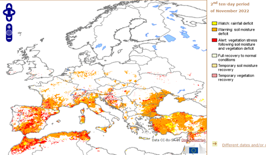 European Union drought map Nov 2022