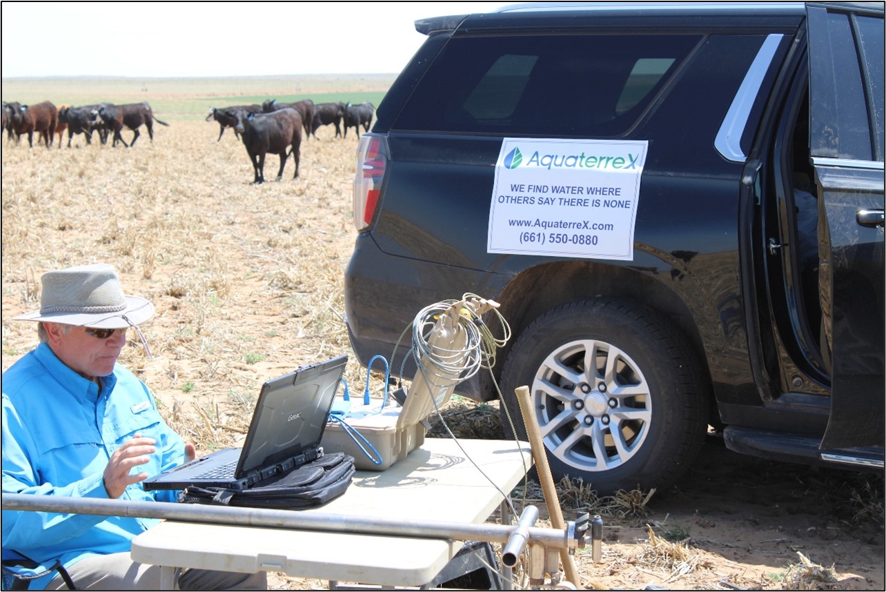 AquaterreX Senior Hydrogeologist collecting seismic data in New Mexico