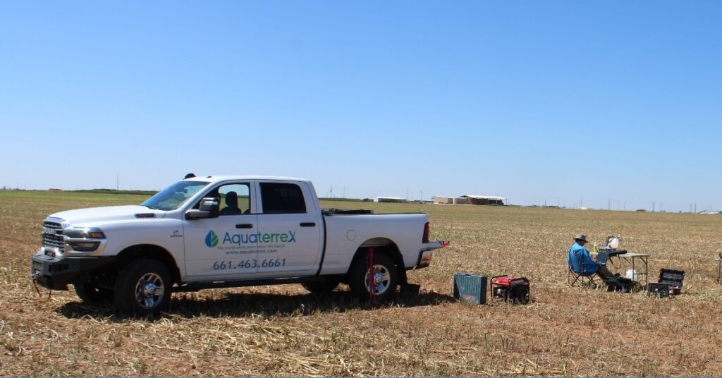 AquaterreX truck, equipment, and scientists uncovering hidden groundwater across the Southwest.