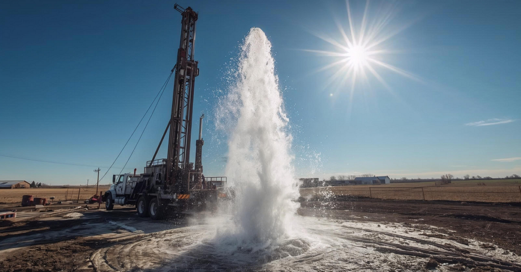 Water Guarantee Drilling-Rig-with-Water-Flowing